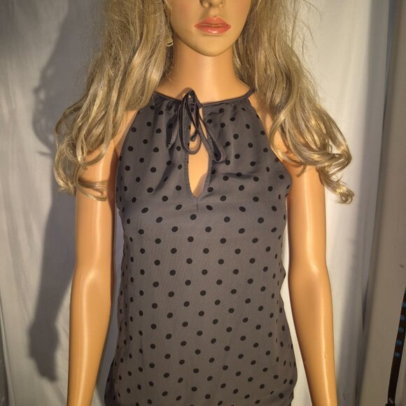 Express sleeveless top w/ keyhole back, Grey with black dots in size small - Picture 12 of 14
